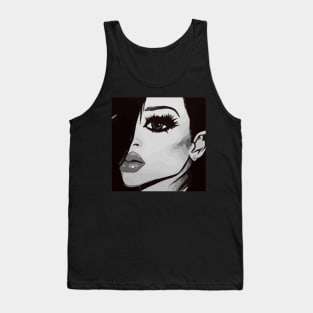 Black & White Shades of Beauty Curly Girl Gray Lips Tank Top
